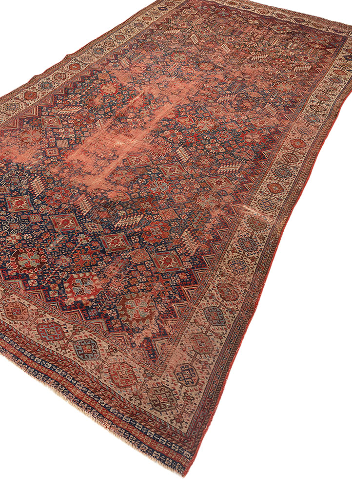 aalam red and orange wool flat weaves Rug - FloorShot