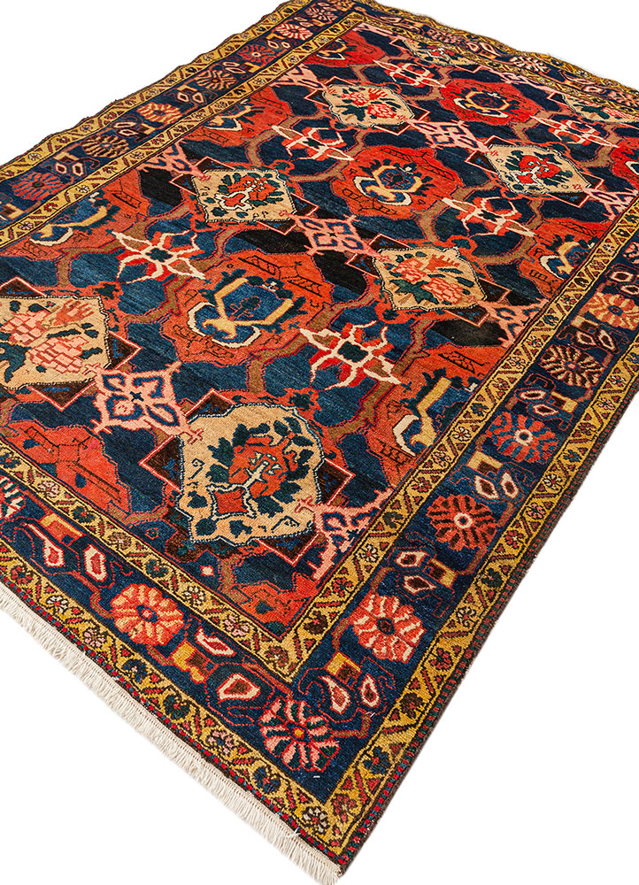 aalam blue wool hand knotted Rug - FloorShot