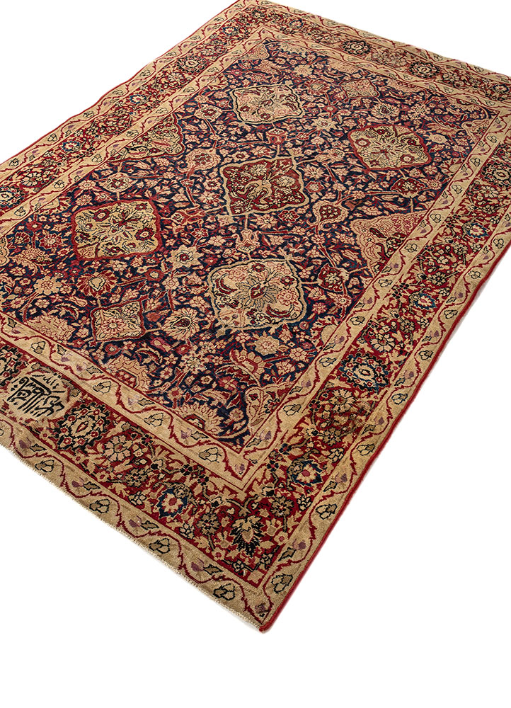 aalam blue wool hand knotted Rug - FloorShot