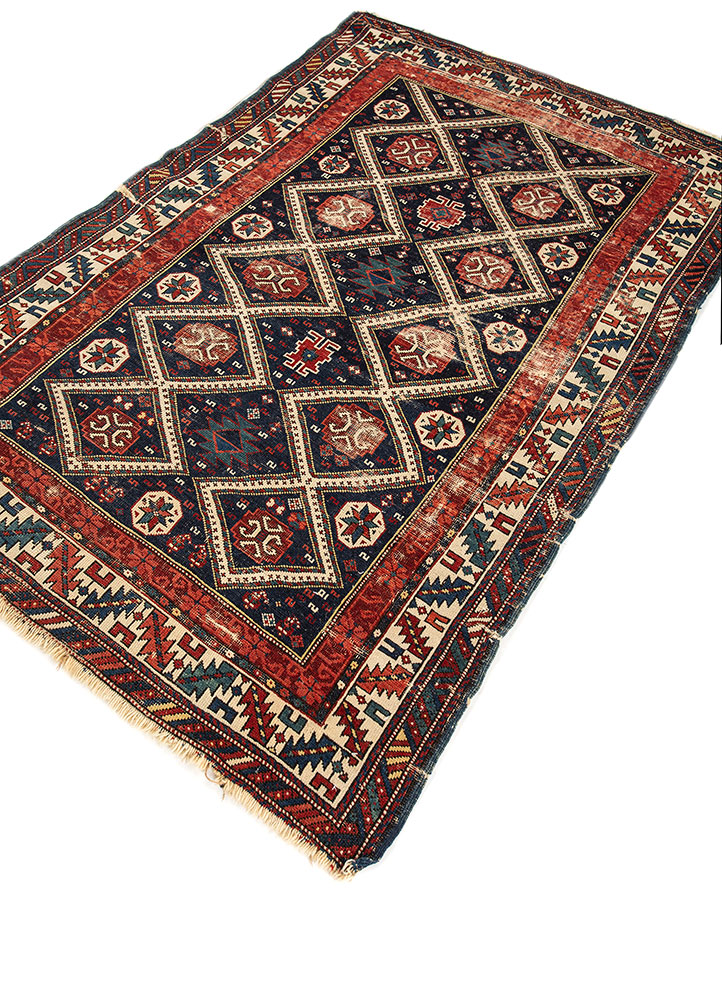 aalam blue wool flat weaves Rug - FloorShot