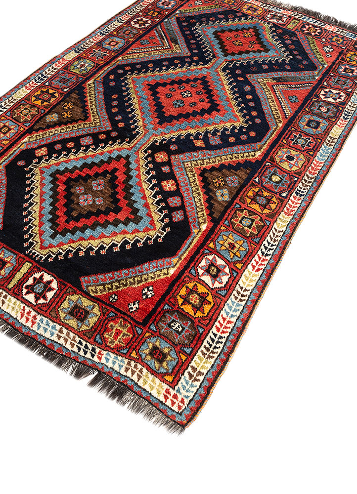 kiaan blue wool hand knotted Rug - FloorShot