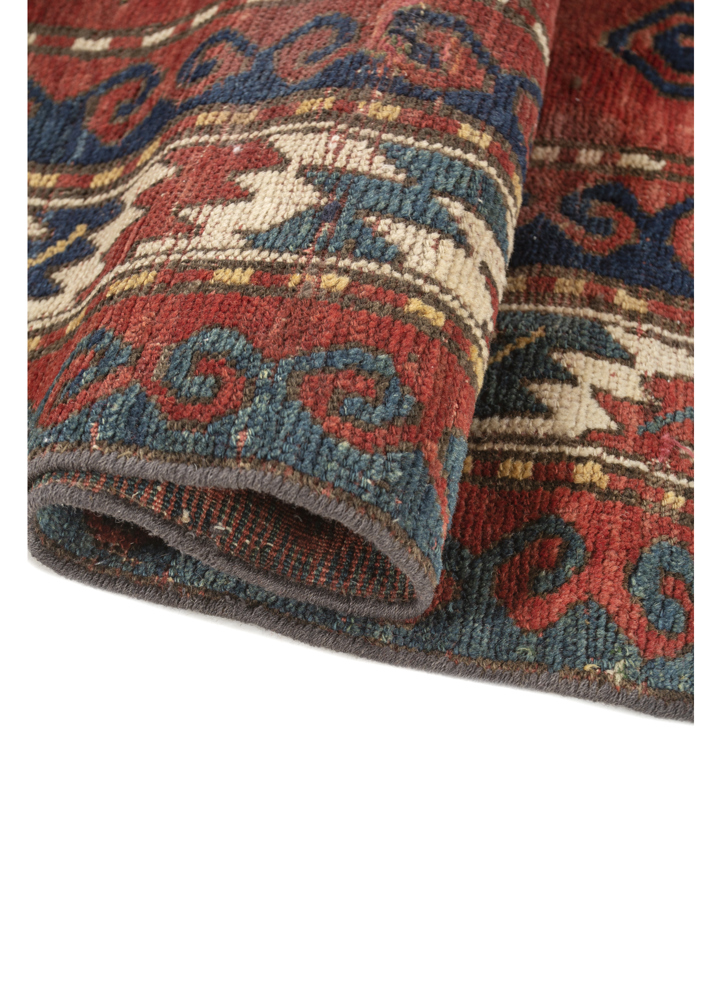 aalam red and orange wool flat weaves Rug - FloorShot