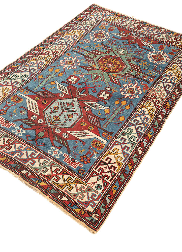 kiaan blue wool hand knotted Rug - FloorShot