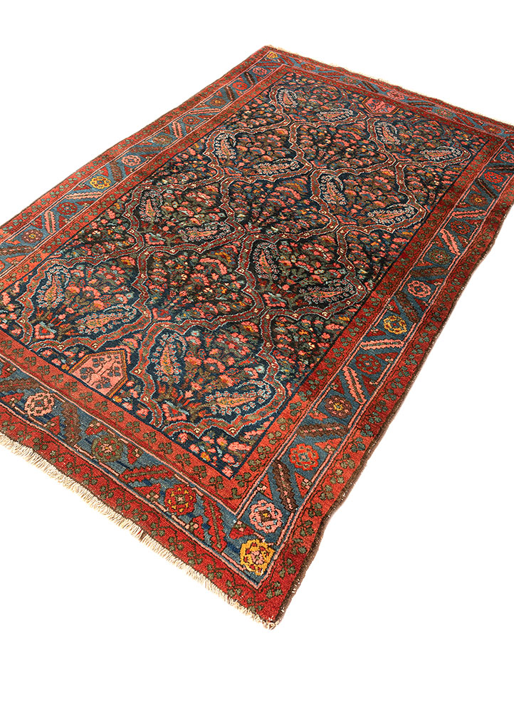 aalam blue wool hand knotted Rug - FloorShot