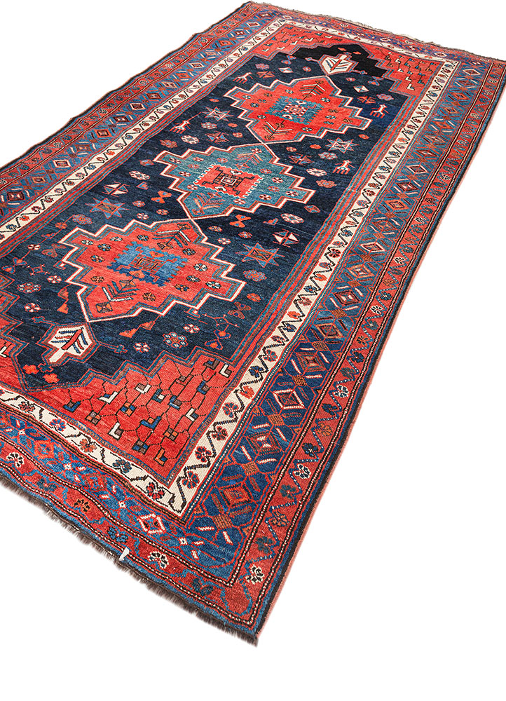 kiaan blue wool hand knotted Rug - FloorShot