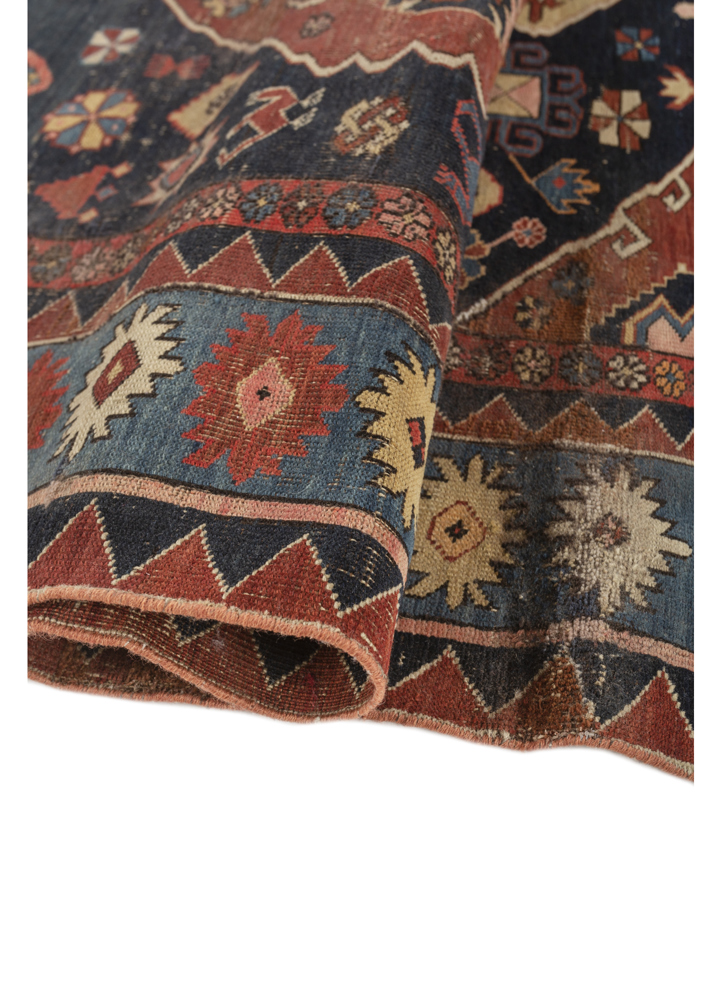 aalam blue wool hand knotted Rug - FloorShot