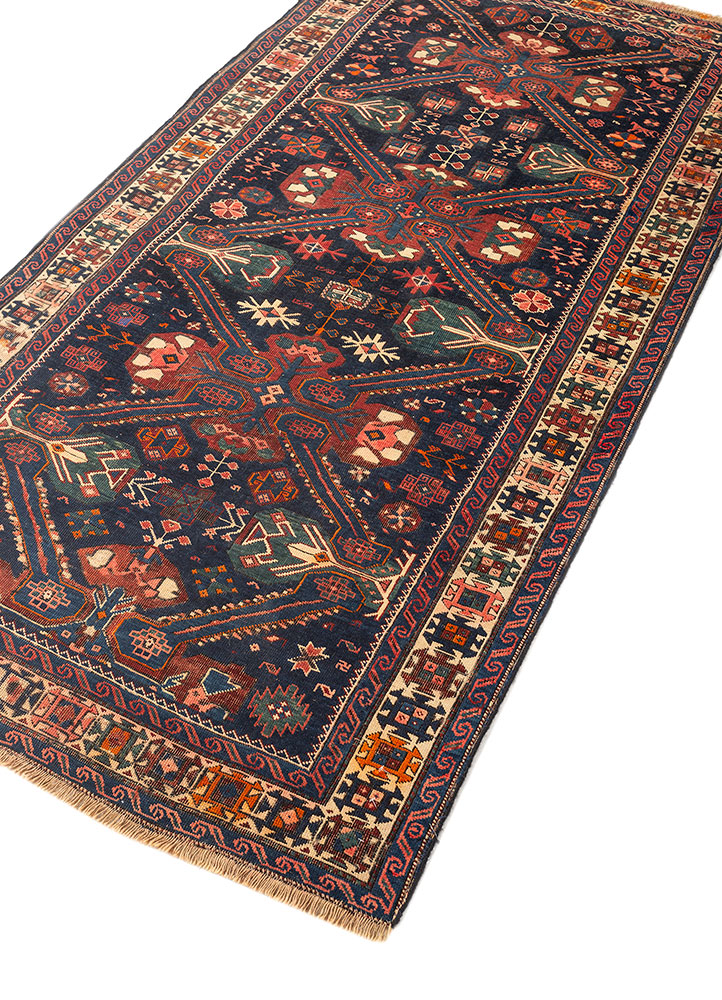 kiaan blue wool hand knotted Rug - FloorShot