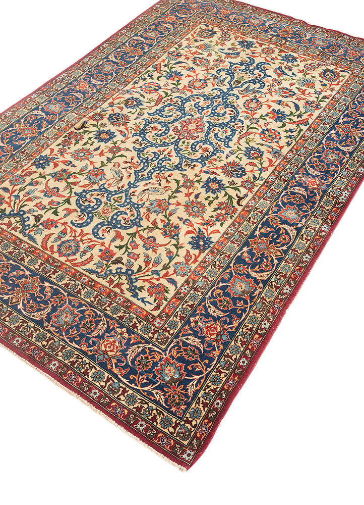 aalam ivory wool hand knotted Rug - FloorShot