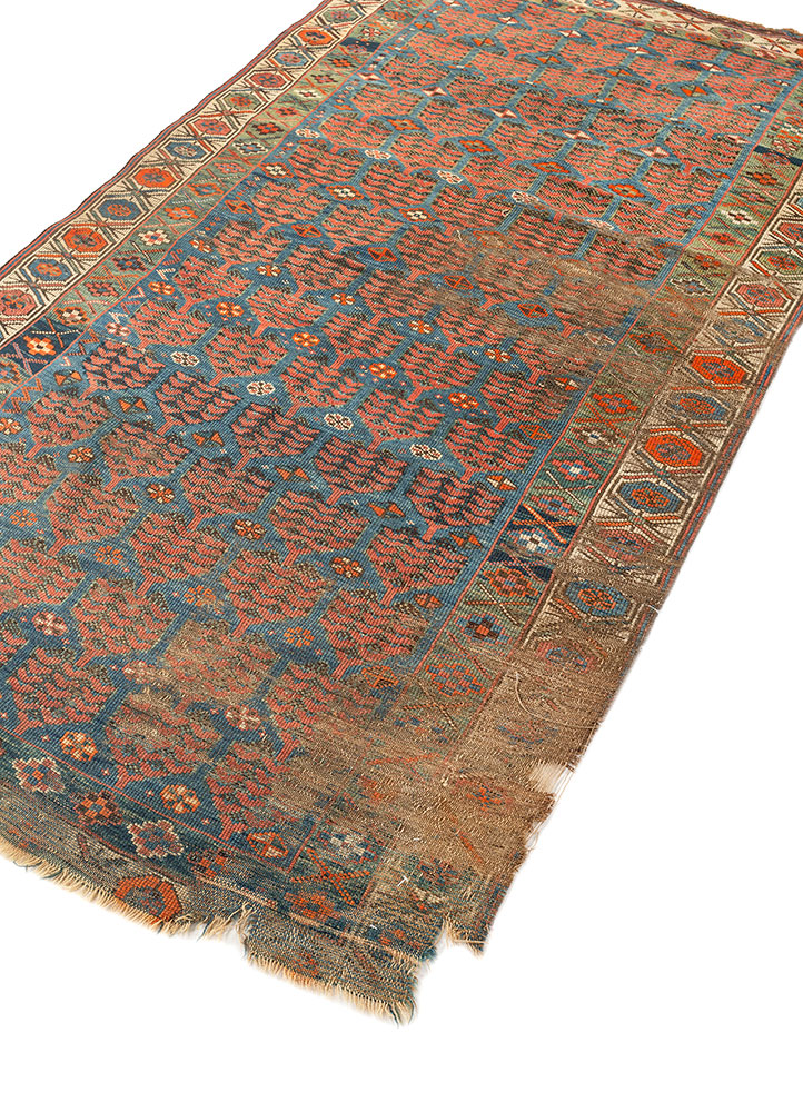 aalam blue wool flat weaves Rug - FloorShot