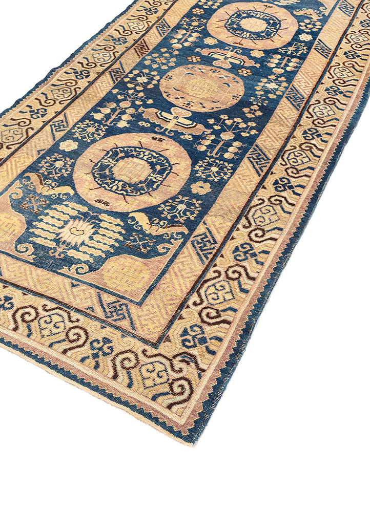 pechino blue wool hand knotted Rug - FloorShot
