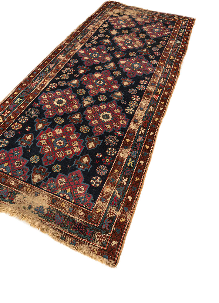 nayaab blue wool flat weaves Rug - FloorShot