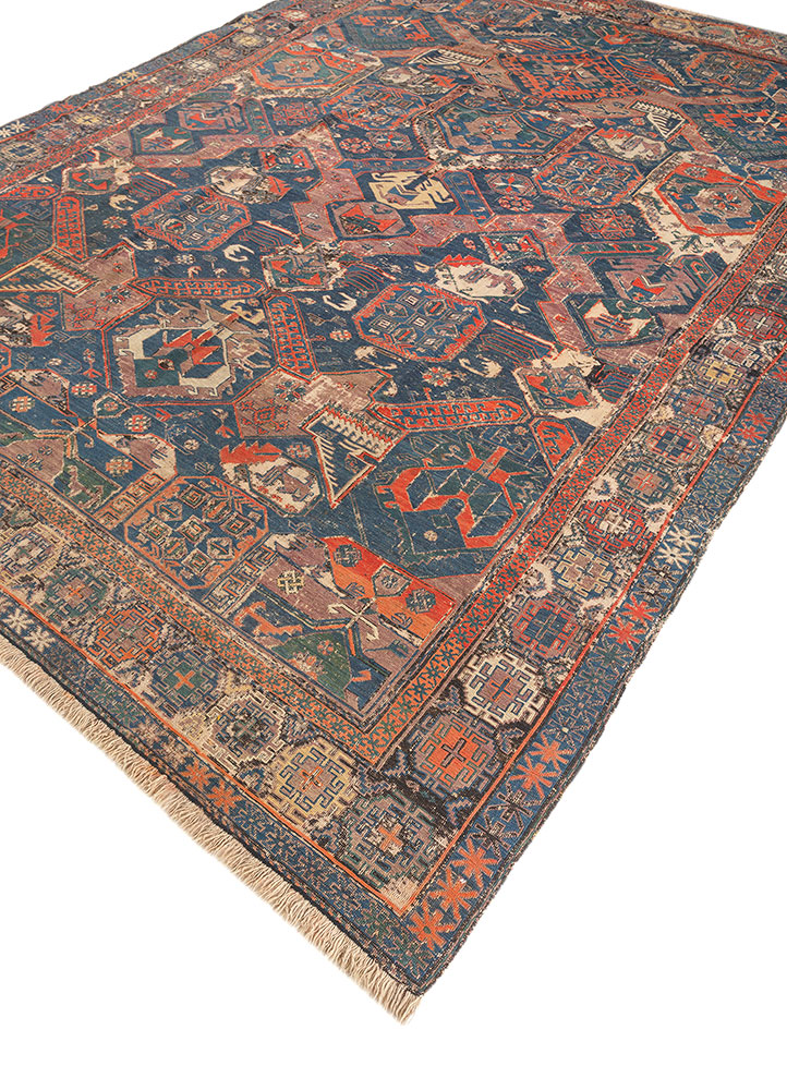 nayaab blue wool flat weaves Rug - FloorShot