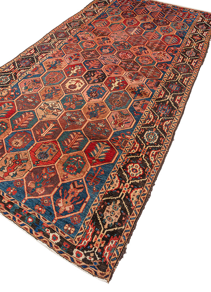aalam blue wool hand knotted Rug - FloorShot