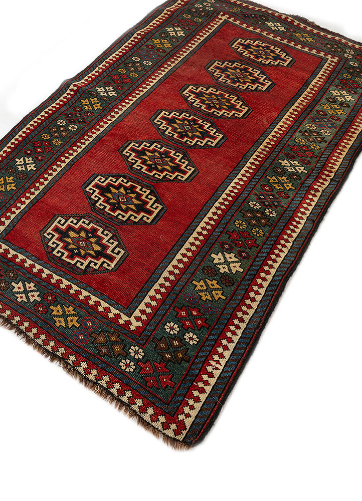 kiaan red and orange wool hand knotted Rug - FloorShot