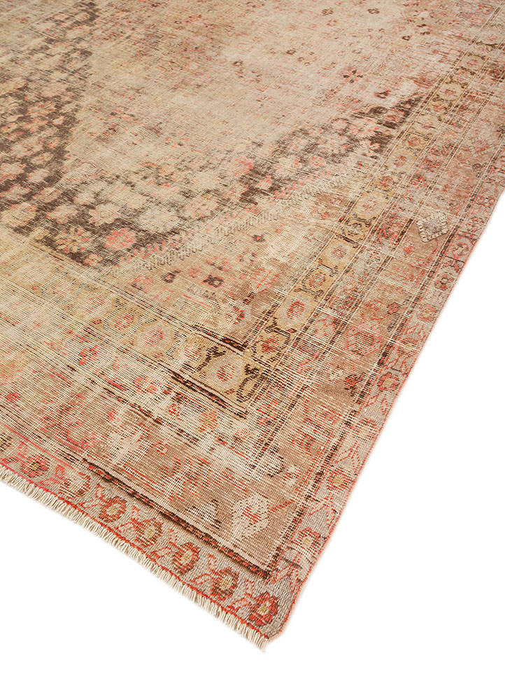 aalam red and orange wool hand knotted Rug - FloorShot