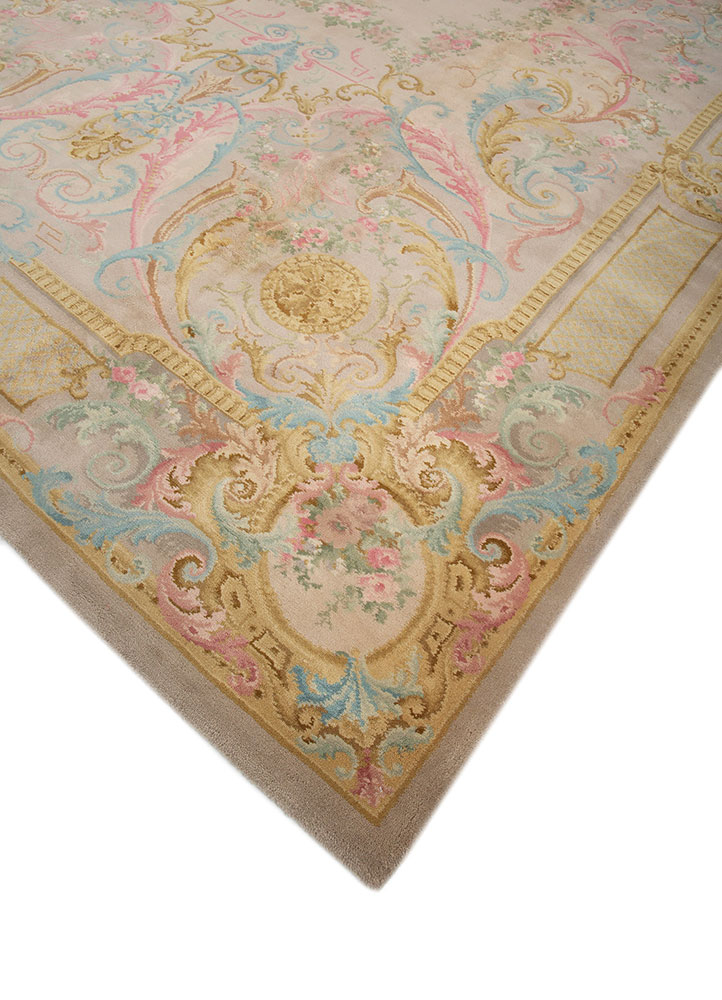 aalam beige and brown wool hand knotted Rug - FloorShot