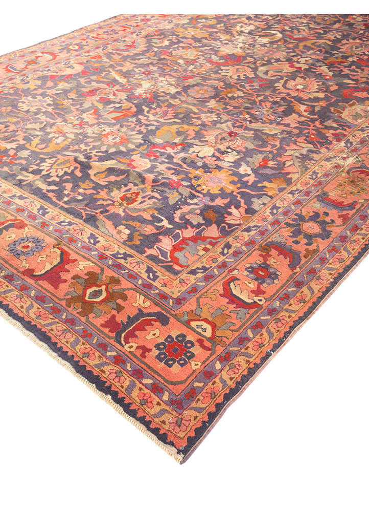 aalam grey and black wool hand knotted Rug - FloorShot