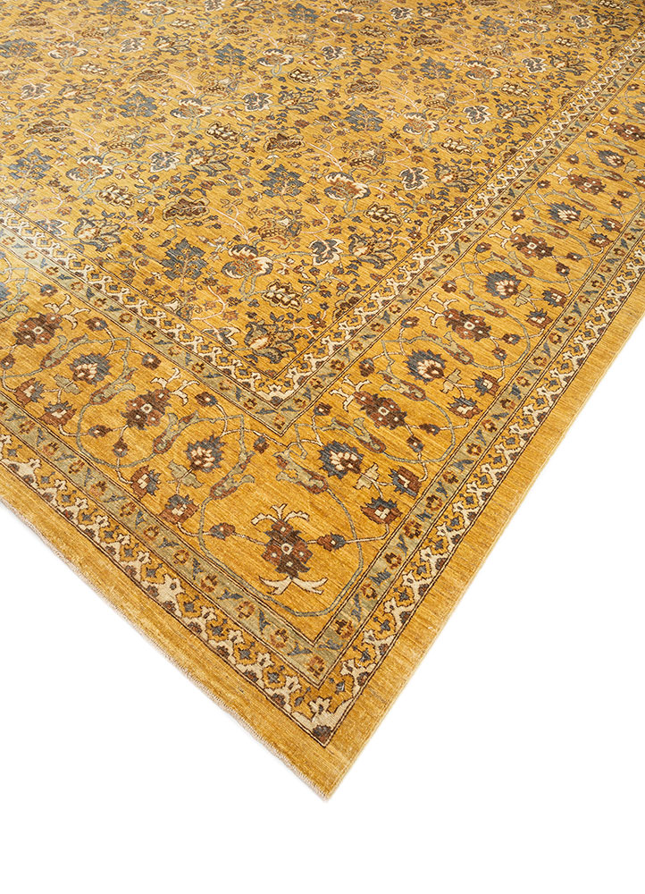 aalam gold wool hand knotted Rug - FloorShot
