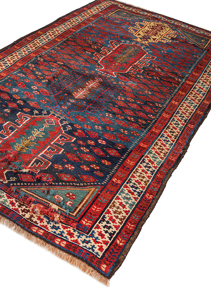 nuray blue wool hand knotted Rug - FloorShot
