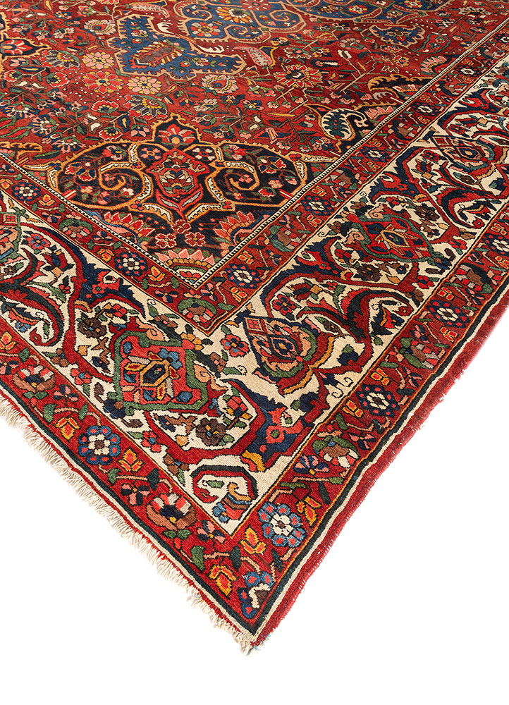 aalam red and orange wool hand knotted Rug - FloorShot