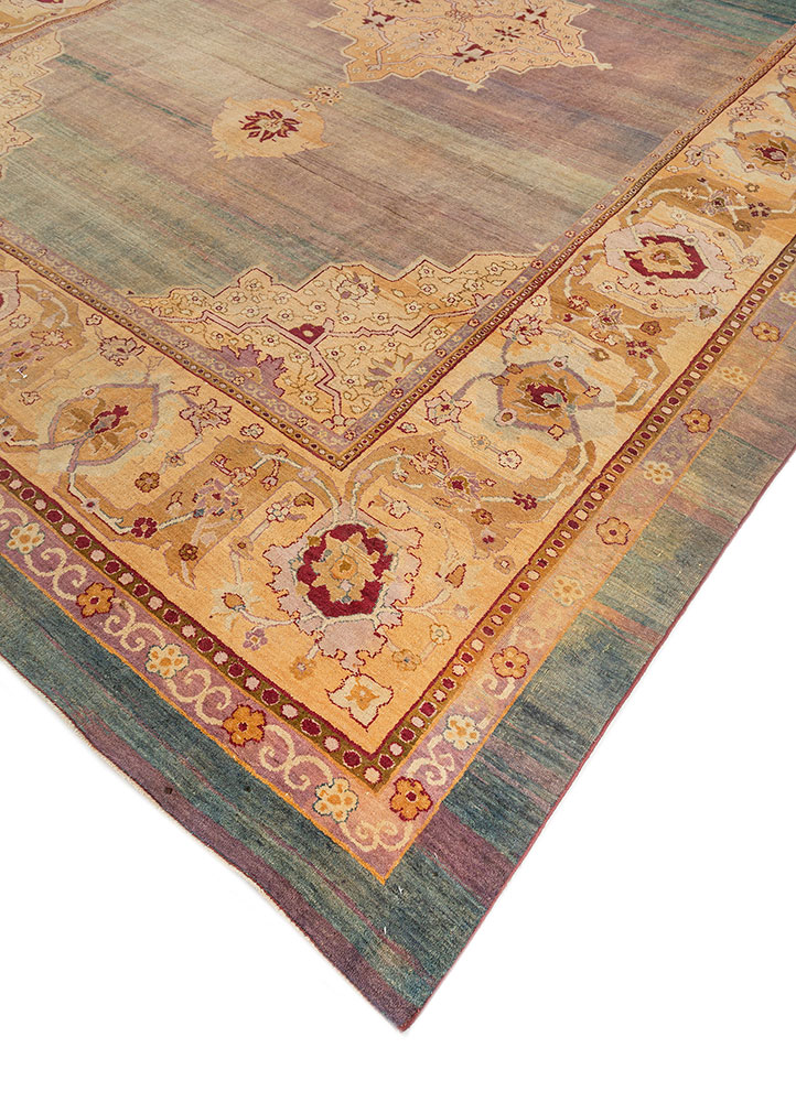 aalam beige and brown wool hand knotted Rug - FloorShot