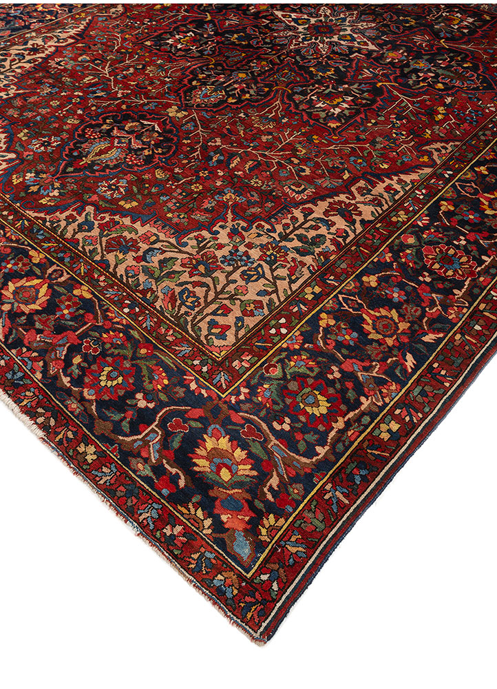 aalam red and orange wool hand knotted Rug - FloorShot