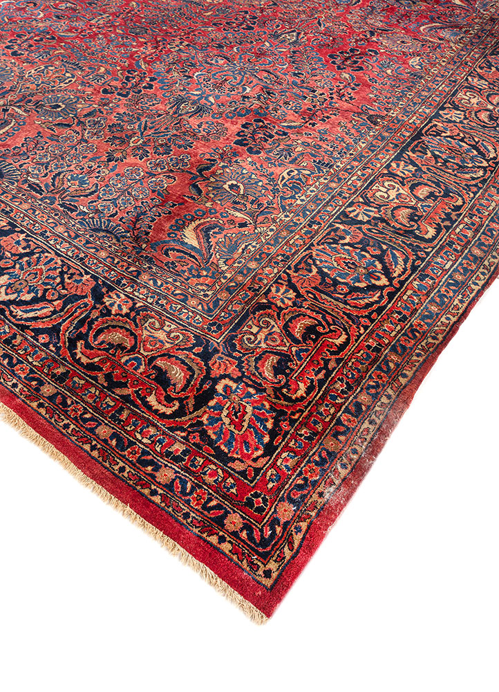 aalam pink and purple wool hand knotted Rug - FloorShot