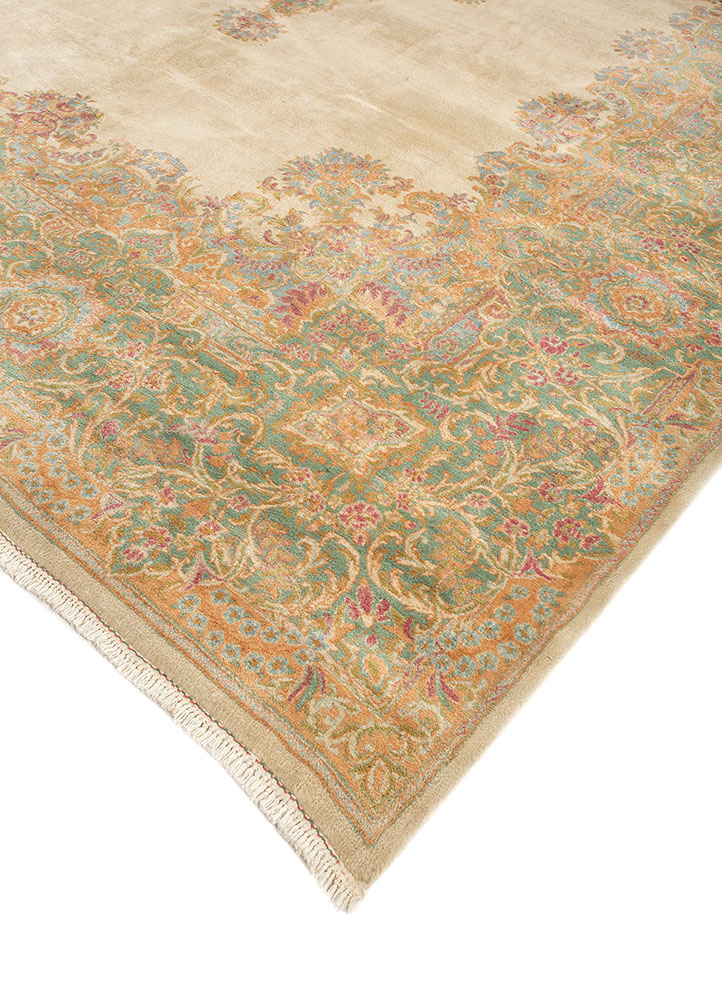 aalam ivory wool hand knotted Rug - FloorShot