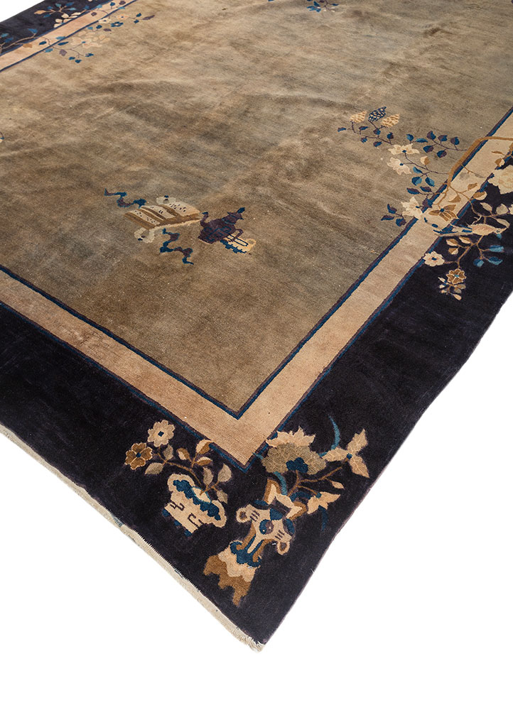 pechino grey and black wool hand knotted Rug - FloorShot