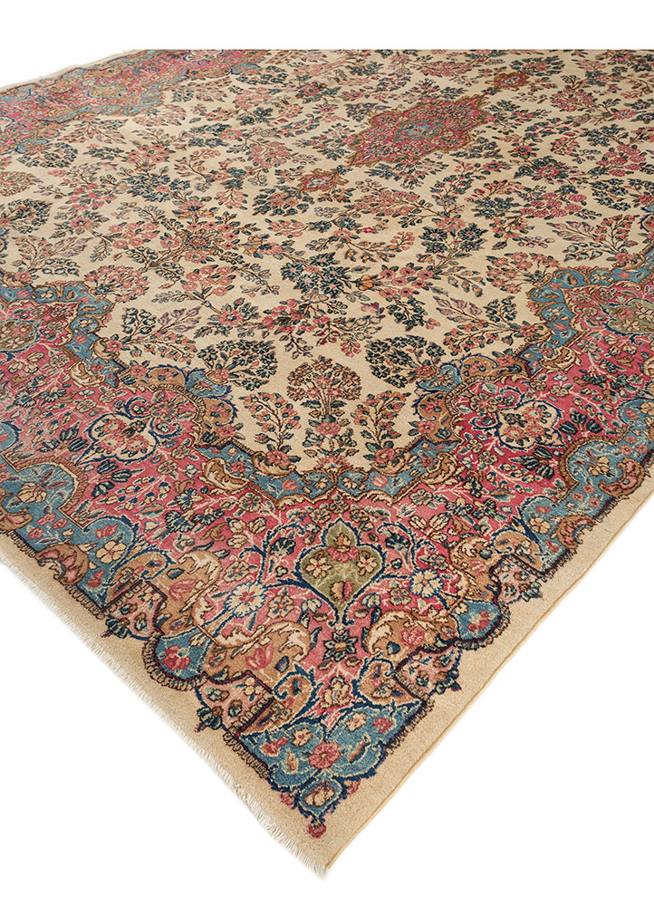 aalam ivory wool hand knotted Rug - FloorShot