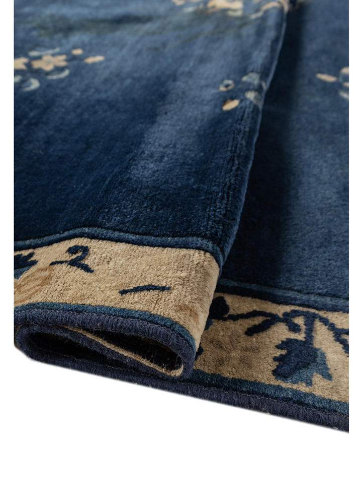 pechino blue wool hand knotted Rug - FloorShot