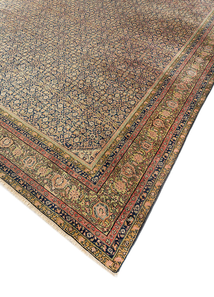 aalam blue wool hand knotted Rug - FloorShot