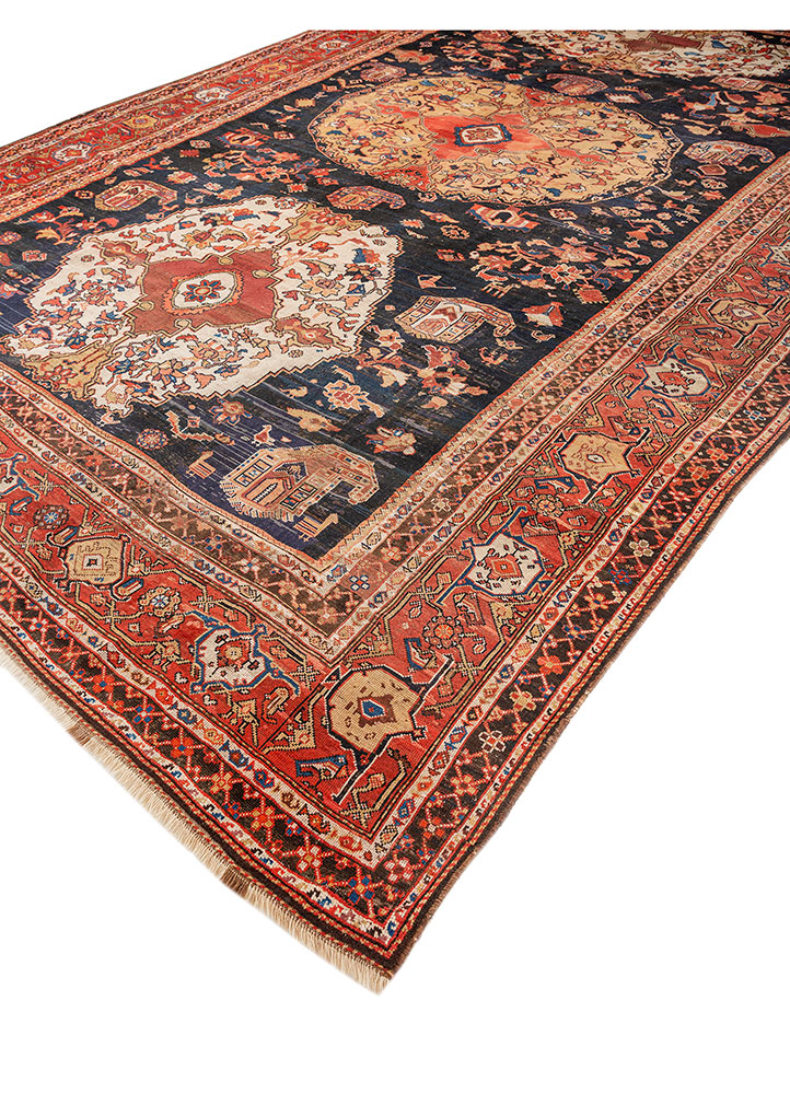 aalam blue wool hand knotted Rug - FloorShot