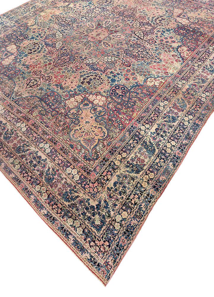 aalam red and orange wool hand knotted Rug - FloorShot