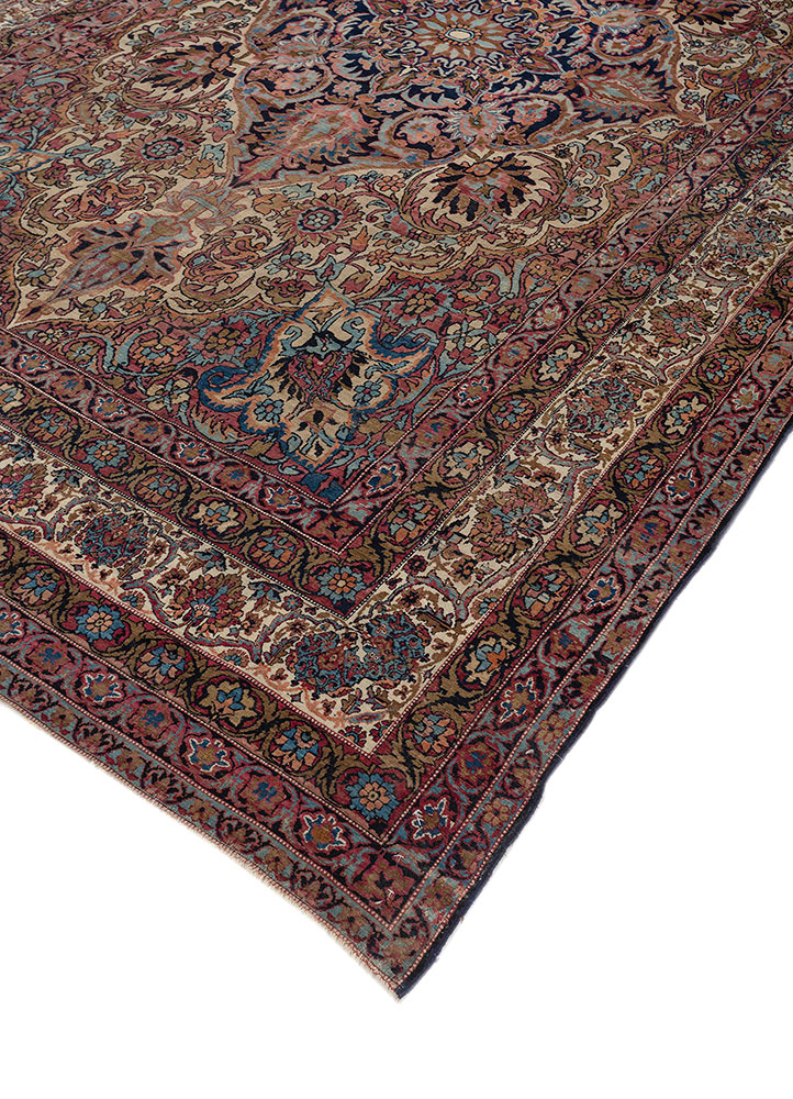 aalam blue wool hand knotted Rug - FloorShot