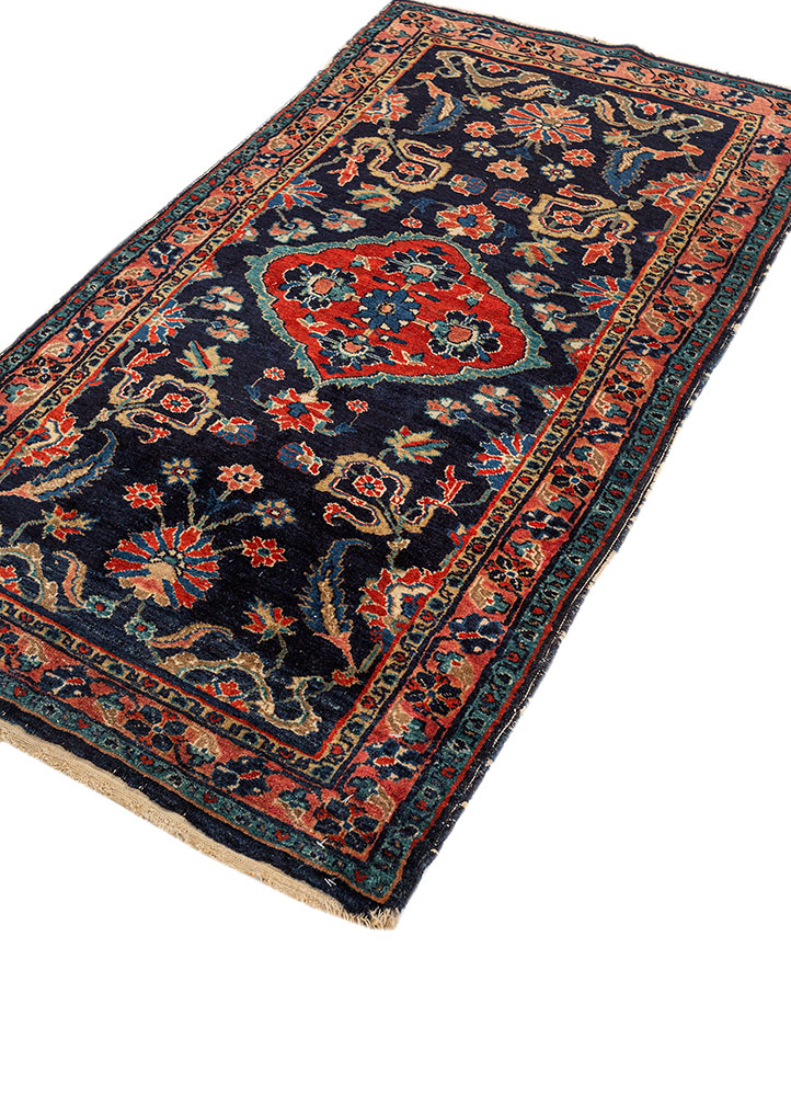 aalam blue wool hand knotted Rug - FloorShot