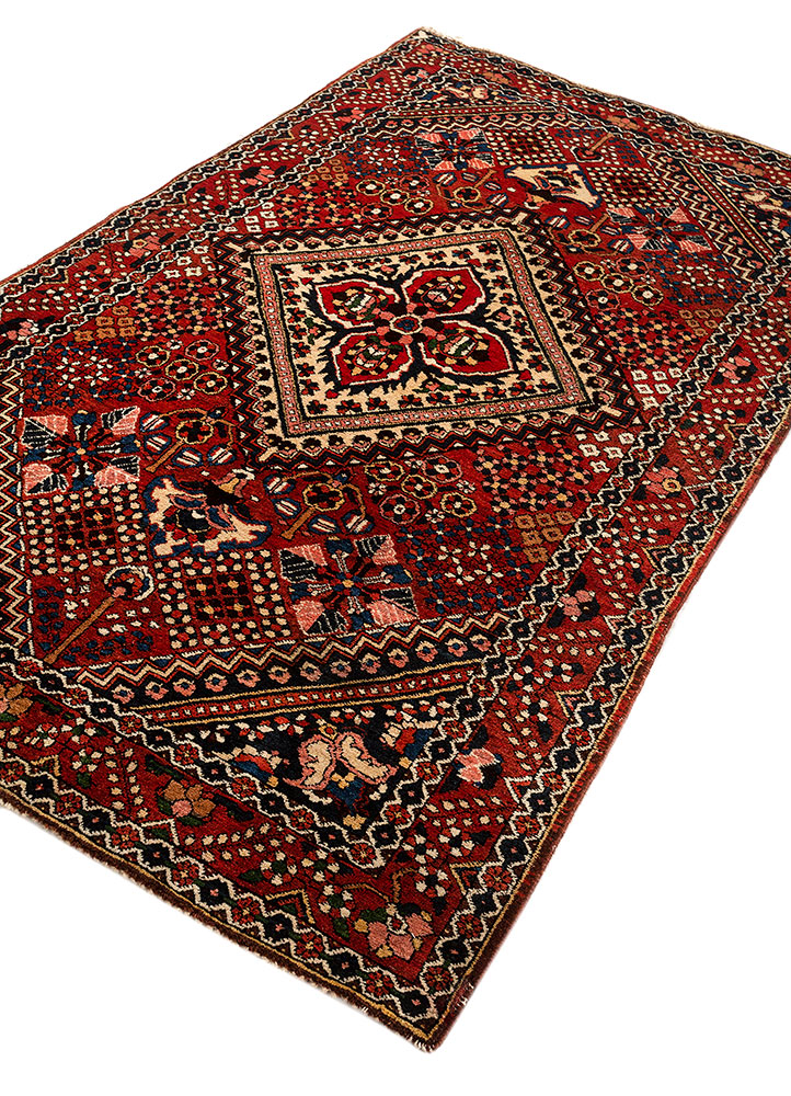 kiaan red and orange wool hand knotted Rug - FloorShot