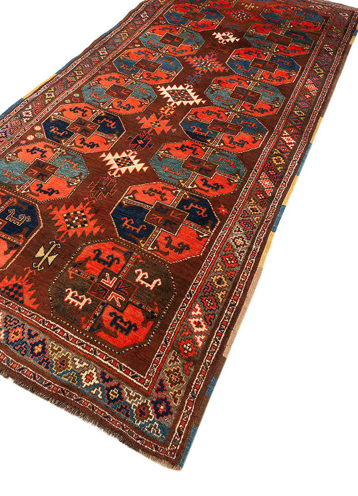 kiaan red and orange wool hand knotted Rug - FloorShot