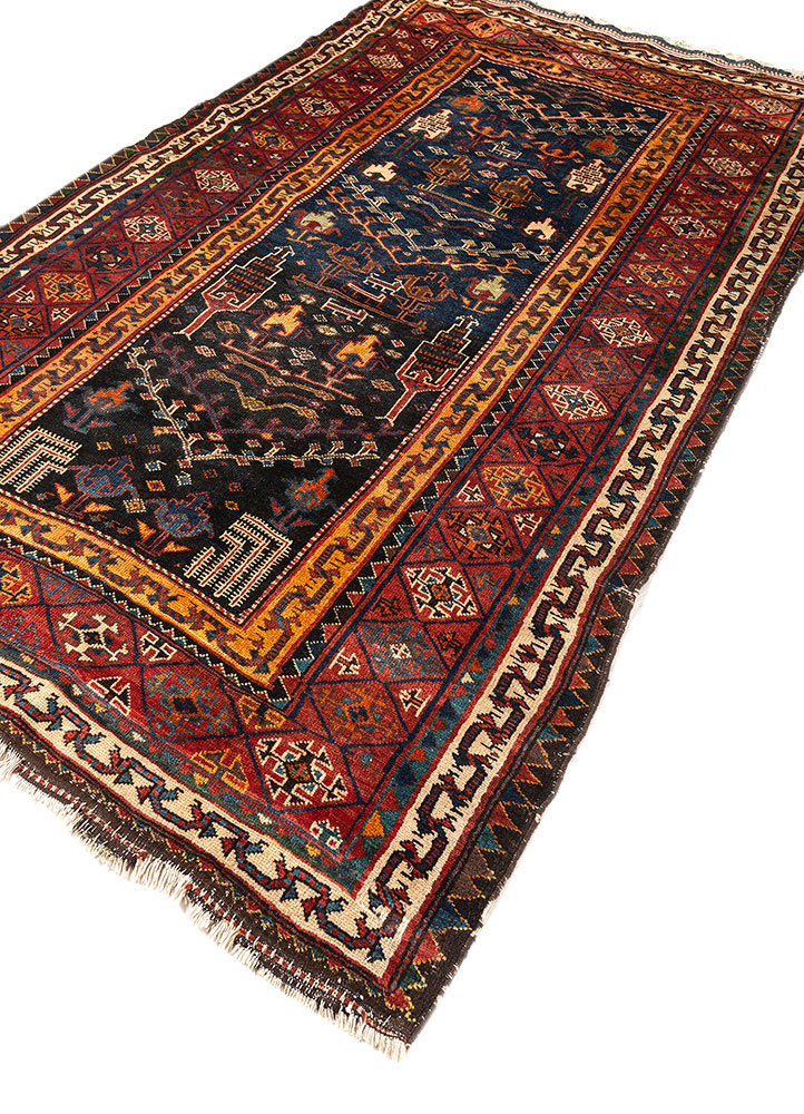 kiaan blue wool hand knotted Rug - FloorShot