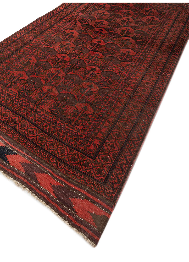 kiaan red and orange wool hand knotted Rug - FloorShot