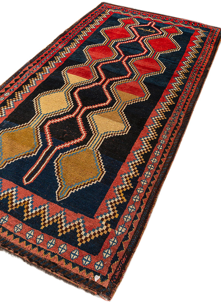 kiaan blue wool hand knotted Rug - FloorShot