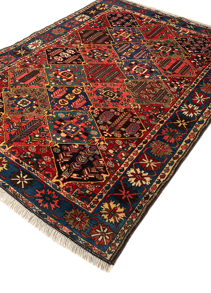 aalam red and orange wool hand knotted Rug - FloorShot