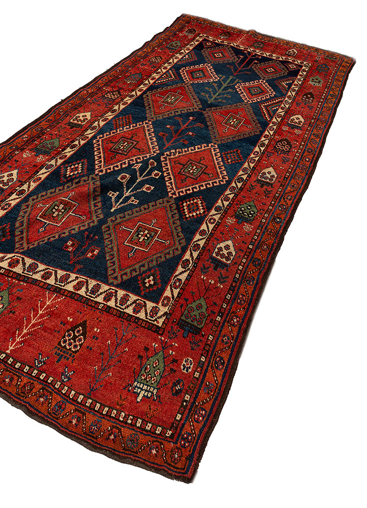 kiaan blue wool hand knotted Rug - FloorShot