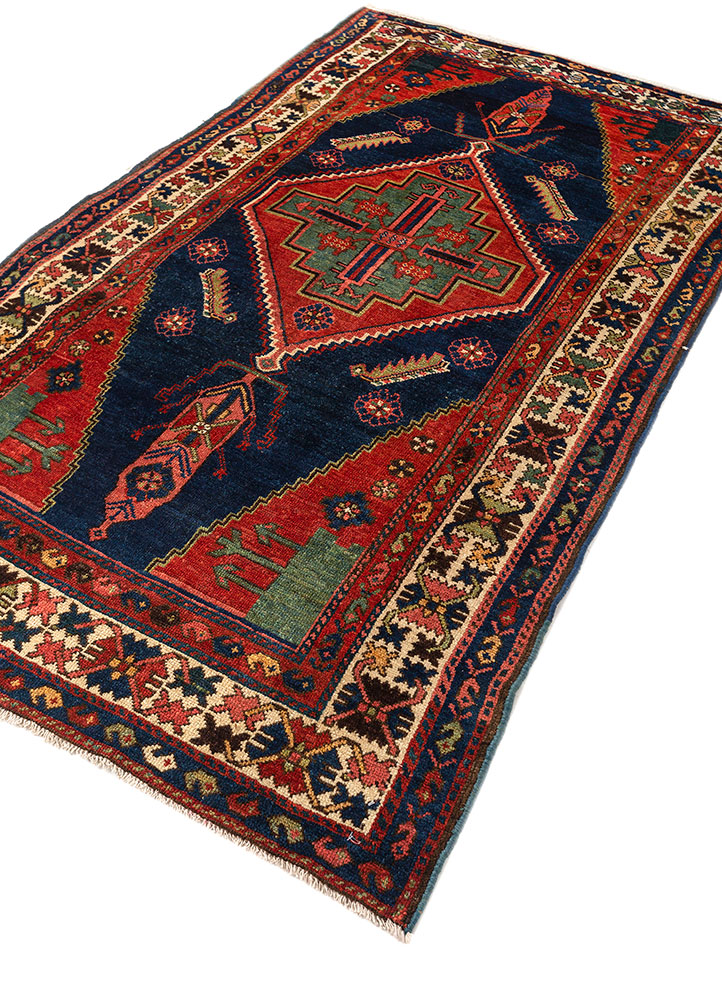 kiaan blue wool hand knotted Rug - FloorShot