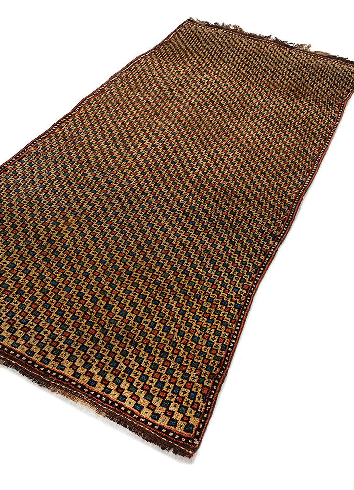 aalam red and orange wool hand knotted Rug - FloorShot