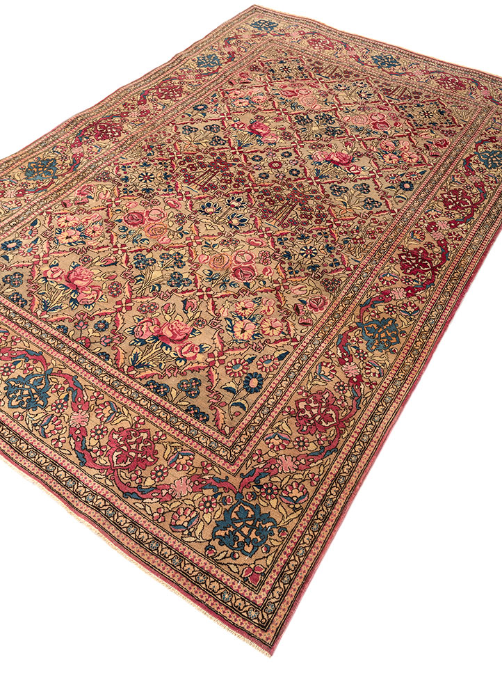 aalam red and orange wool hand knotted Rug - FloorShot