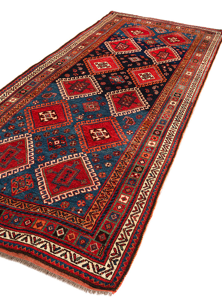 kiaan red and orange wool hand knotted Rug - FloorShot
