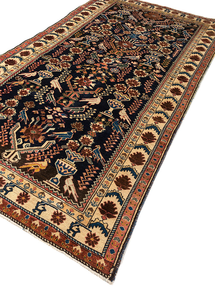 kiaan blue wool hand knotted Rug - FloorShot