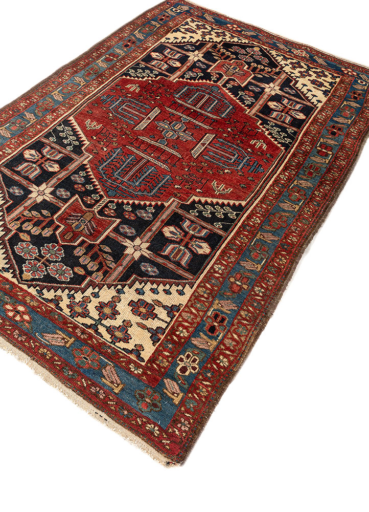 kiaan red and orange wool hand knotted Rug - FloorShot