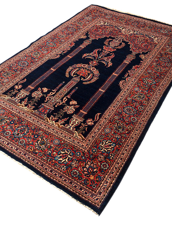 aalam blue wool hand knotted Rug - FloorShot